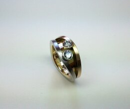 Verlobungsring aus 585/- Weißgold und 585/- Gelbgold