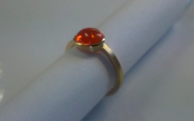 585/-Gelbgoldring mit Mandaringranat